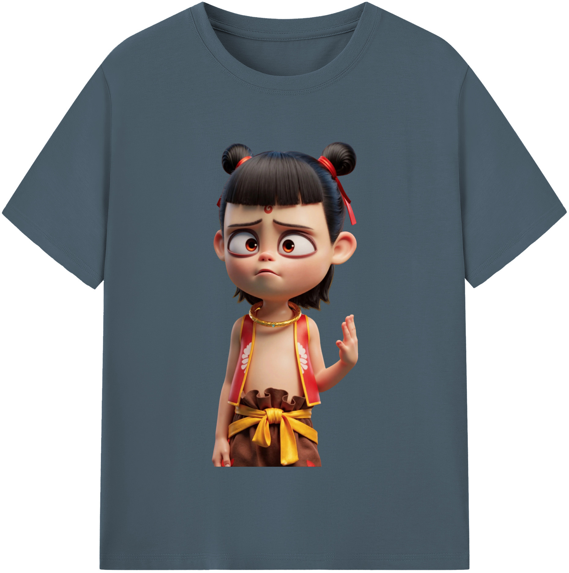 （画像用） Ne Zha 2 ナタ 魔童の大暴れ 綿100％半袖Tシャツ（フロントプリント）